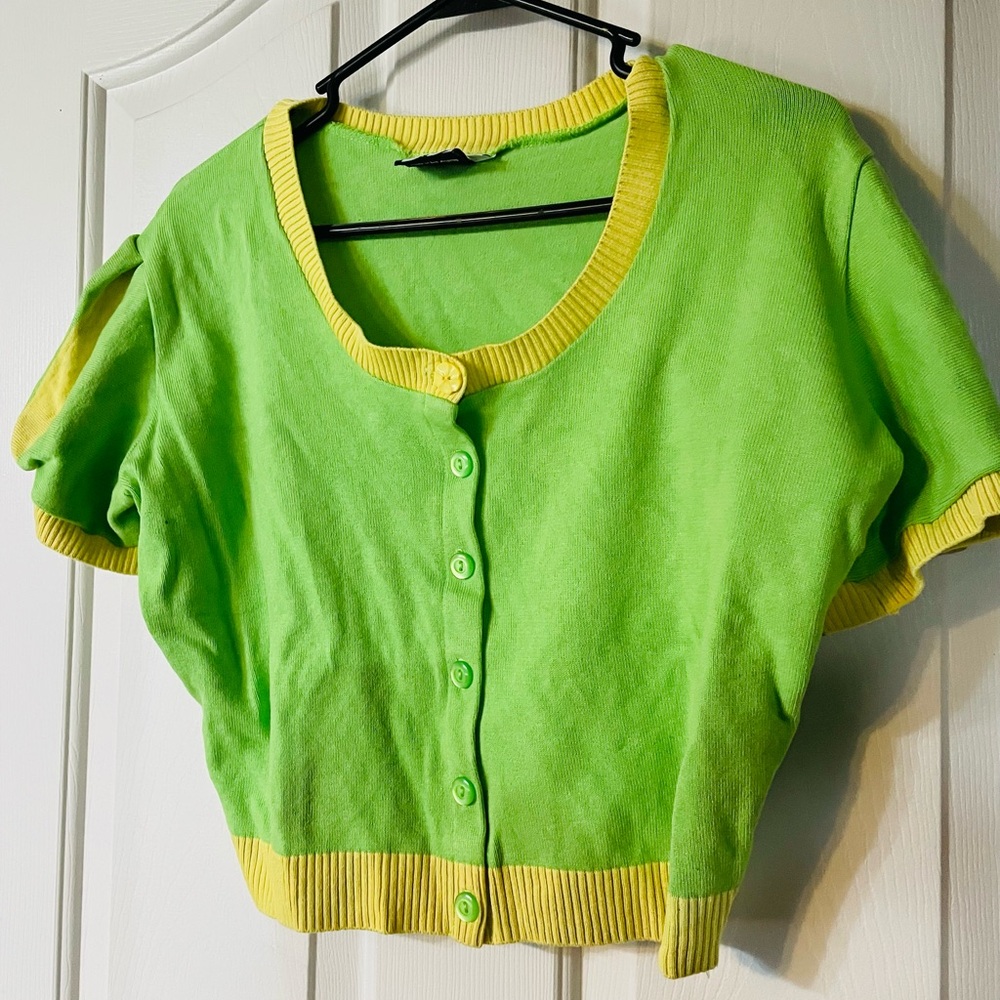 Elhoffer Rare Princess & the Frog Tiana Green and Yellow Women's Cardigan